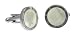 Round Steel Cufflinks with White Mother-of-Pearl