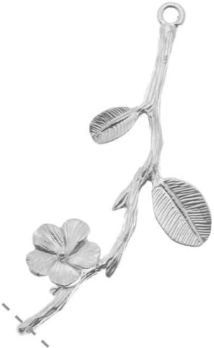 Matte Rhodium Plated Cherry Blossom Branch Pendant Link 39mm (1)