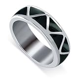 Black Onyx Inlay 6 MM Band Sterling Silver Navajo South Western Native American Style Band Ring
