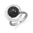 Black Onyx Bead Wrap Design Silver Ring