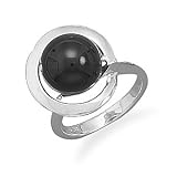 Black Onyx Bead Wrap Design Silver Ring