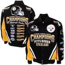 Pittsburgh Steelers 6 Times Super Bowl Champions Twill Jacket (BLACK/GOLD, X LARGE)