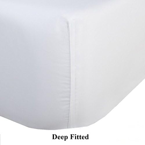LOT of 6 NEW QUEEN SIZE WHITE HOTEL FITTED SHEETS T-200 BY MAZ SUPPLY