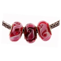 Murano Style Glass Lampwork Bead Fits Pandora Pink Paisley (3)