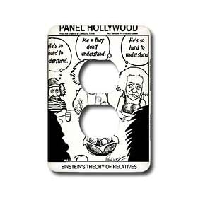 Londons Times Funny Science Cartoons - Einsteins Theory Of Relatives - Light Switch Covers - 2 plug outlet cover