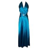 Rhinestone Pin Satin Satin Halter Gown Holiday Formal Bridesmaid Prom Dress