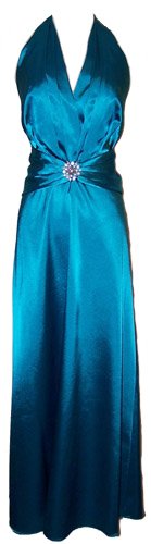 Rhinestone Pin Satin Satin Halter Gown Holiday Formal Bridesmaid Prom Dress