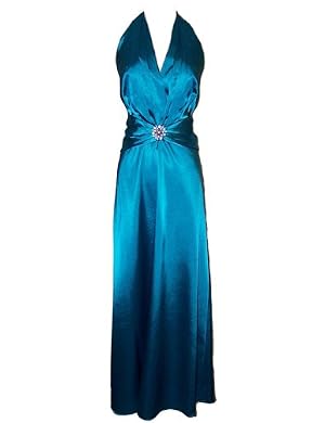 Rhinestone Pin Satin Satin Halter Gown Holiday Formal Br