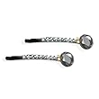 Large Round Jewel Gray Cubic Zirconia Bobby Pin - Silver Gray (2 Pcs)