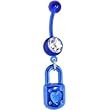 Bioplast Blue Heart Lock Dangle Belly Ring