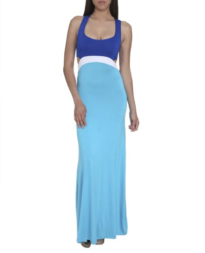 Arden B. Women's Colorblock Maxi Dress XS Blue Pattern