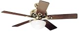 Hunter 21537 The Vista 52-Inch Five-Rosewood/Medium Oak-Blades-Ceiling Fan, Hunter Bright Brass Finish
