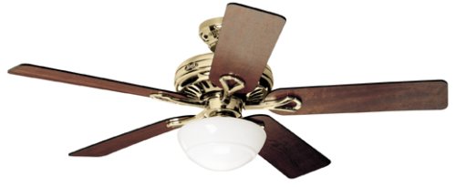 Hunter 21537 The Vista 52-Inch Five-Rosewood/Medium Oak-Blades-Ceiling Fan, Hunter Bright Brass Finish