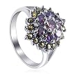 Sterling Silver Marcasite Band Amethyst Cubic Zirconia Flower Ring Size 5 to 10