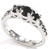 1.51ct Black Diamond Three Diamond Pave Engagement Anniversary White Gold Womens