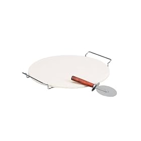 Italian Villa 14-1/2-Inch Jumbo Pizza Stone and Rack with Jumbo Pizza Cutter