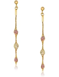 14K Yellow Gold Amethyst and Blue Topaz Mesh Dangle Earrings