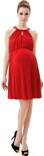 Momo Maternity "Shilo" Keyhole Halter Neck Dress - Poppy S