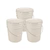 5 Gallon White Bucket & Lid - Set of 3 - Durable 90 Mil All Purpose Pail - Food Grade - BPA Free Plastic -