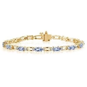 14k Yellow Gold Diamond and Tanzanite Bracelet by 