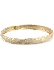 Sterling Silver Striped Diamond Cut Flex Bangle Bracelet