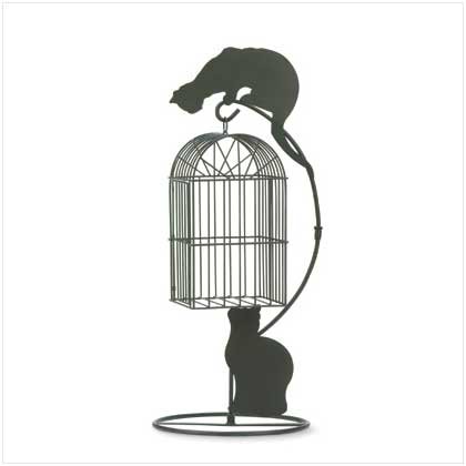 Metal Cat Birdcage Planter