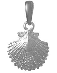 925 Solid Sterling Silver Nautical Necklace Charm Pendant, Scallop Shell Text