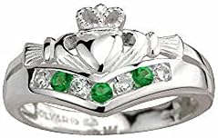 Sterling Silver Crystal Claddagh Trinity Wishbone Ring