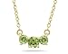 1.00 CTW Peridot Three Stone Pendant Necklace 14K Yellow Gold