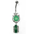 Sterling Silver Belly Ring with Jade/Clear CZ - 14g/5mm ball