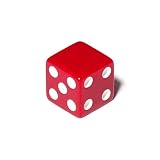 16mm d6 Red Opaque Square Edge Dice with "Blank 1 Pip"