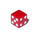 16mm d6 Red Opaque Square Edge Dice with "Blank 1 Pip"
