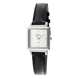 Peugeot Womens 314BK Silver-Tone Black Leather Stra