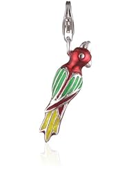 VINANI brand Germany 925 Sterling Silver Charm Pendant Parrot Neon red green enameled Bird HPRG