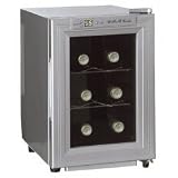Vinotemp VT-6TEDS Thermo-Electric Digital 6-Bottle Wine Chiller, Black and Stainless