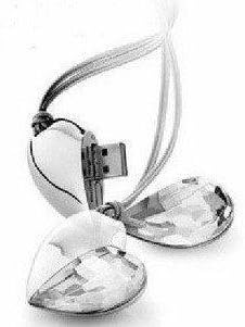SUNMME High Quality Real 8GB USB 2.0 Flash Drive Heart Typed Compact Flash Memory Cards Necklace(Clear)