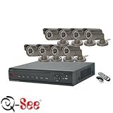Q-See 8-channel Surveillence System 8 CCD Cameras w/ 40 Ft. Night Vision H.264 DVR w/ 500GB HDD Remotely Monitor via PC and 3G Smartphone QS408 + QSDS14273X8