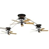 Bourbon Street Series Two Section Short Belt and Pulley System Ceiling Fan in Black