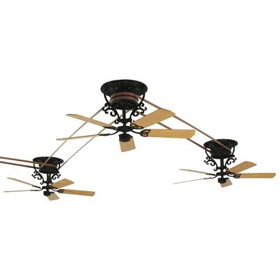 Bourbon Street Series Two Section Short Belt and Pulley System Ceiling Fan in Black