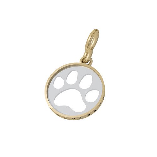 Bark Avenue Jewelers- Cut Out Paw Print Pendant 14 Karat Two Tone Gold - Small