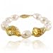 14K Yellow Gold Baroque Fresh Water Cultured Pearl and Murano Glass Bead Bracelet - 7.5"