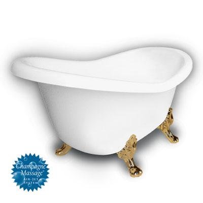 American Bath Factory B1-1600-WW-NH-M2-25-PB-C1-RH Princess Slipper Clawfoot Bathtub in White, Paw F
