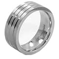Gents Titanium Grooved Band Ring 8mm Wide.
