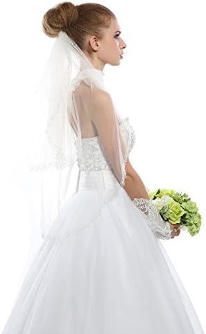 Passat 2 Tier Luxury 2t 2 Tier Silver Lined Beaded Sequin Edge Fingertip Length Bridal Wedding Veil