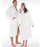 Produkt-Bild: Bademantel Kapuzenbademantel Sauna-Badem&auml;ntel Frottee "Montana" f&uuml;r Damen & Herren Farbe weiss, Gr&ouml;sse L