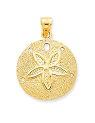 14k Gold Solid Polished Laser-Cut Sand Dollar Pendant