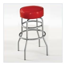Click here to buy Soda Shoppe Swivel Bar Stools - Red with Silver Base .