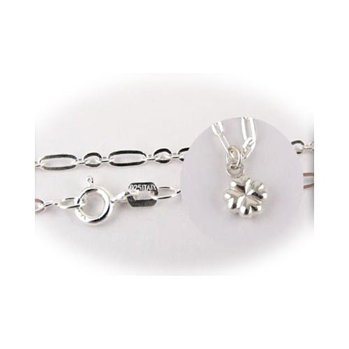 Sterling Silver Shamrock Clover Charm Bracelet Nickel Free Italy 7.5 Inch
