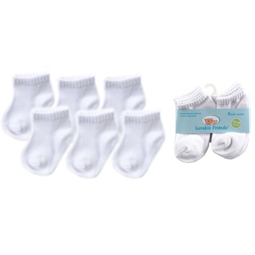 Luvable Friends No Show Baby Socks - 6 Pack - White
