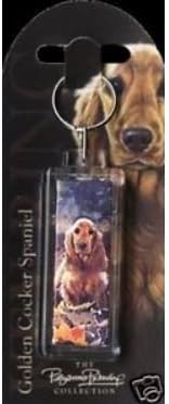 Golden Cocker Spaniel Dog Keychain Key Chain Ring 3" Polyanna Pickering 3 D Image Made in England
